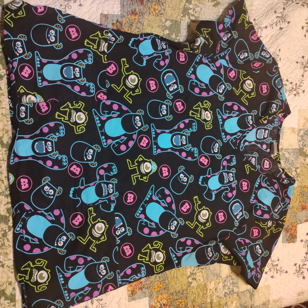 Disney Monsters Inc. Scrub Top Women's